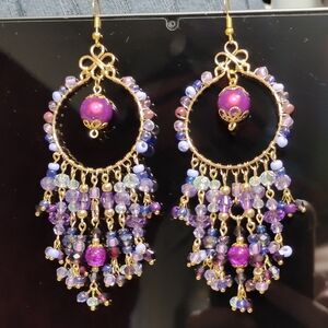 Purple Hobo Fringe Earrings